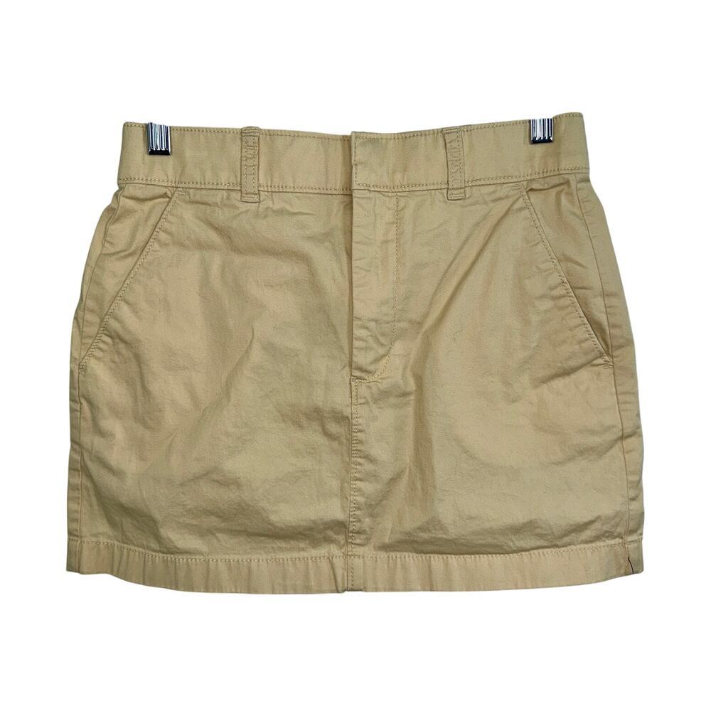 Abercrombie & Fitch Khaki Tan Beige Cotton Elastic Cargo Mini Skirt Womens Sz XS